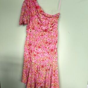 Astr Pink One Shoulder Sundress for Wedding Guest